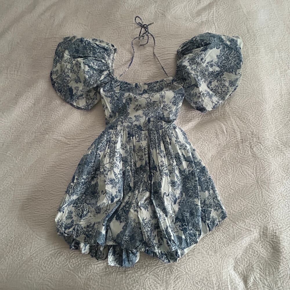 Sugar Thrillz Toile dress XS Blue and White